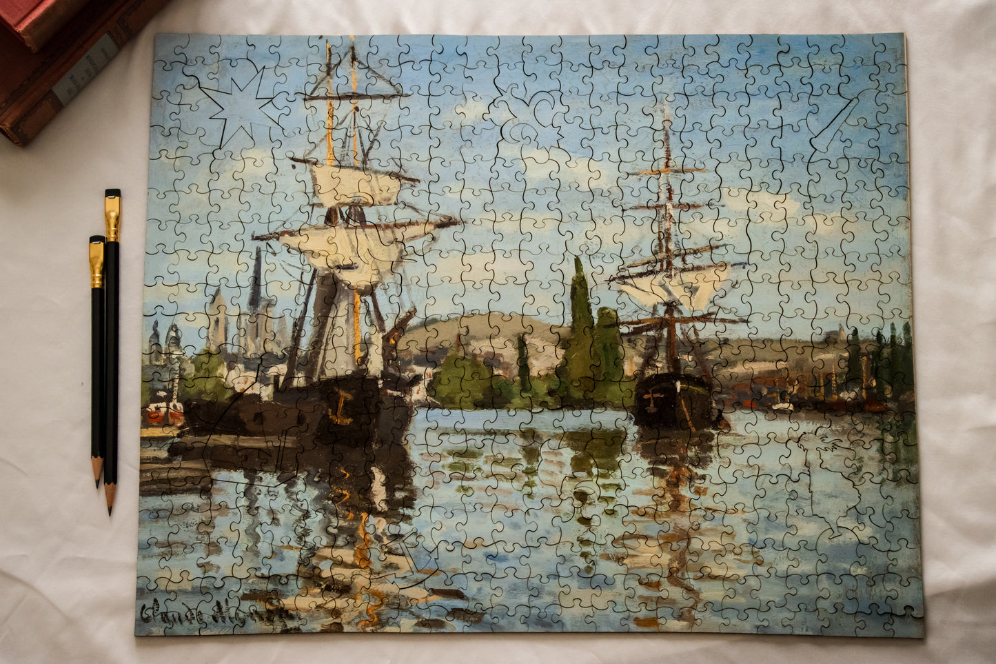Ships Riding on the Seine, Monet, wooden puzzle, 457 pcs