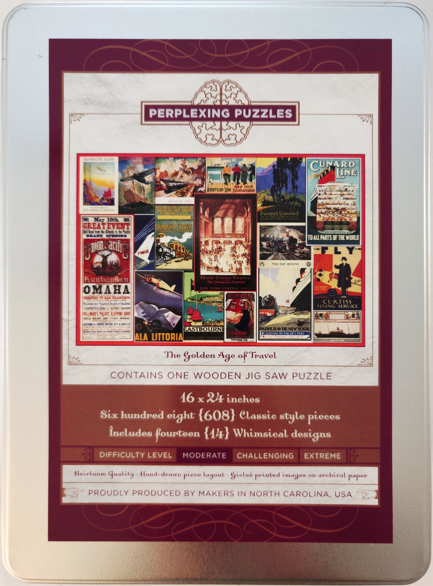 The Golden Age of Travel, wooden puzzle, 608 pcs